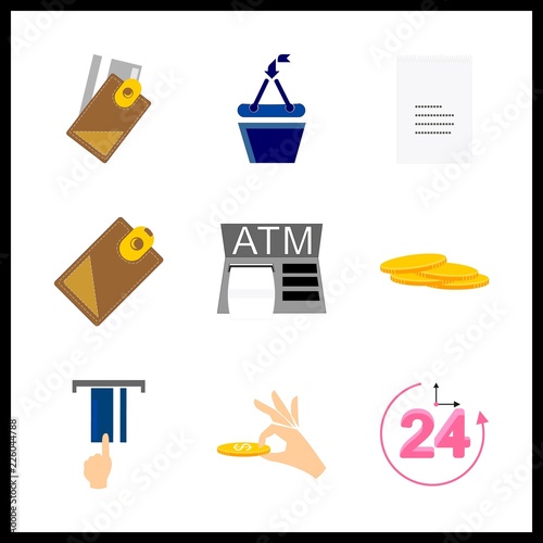 banking vector icons set. credit card, receipt, atm and repayment in this set.