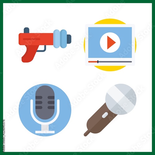 4 music icon. Vector illustration music set. blaster and video player icons for music works