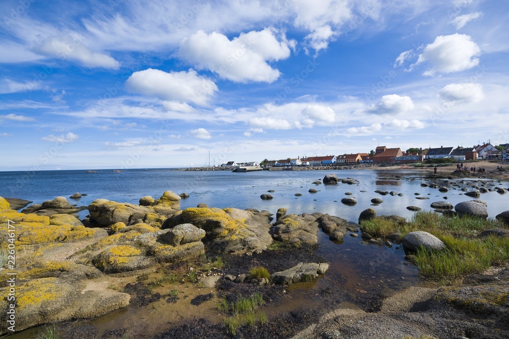 View of fishing hamlet on east coast of Bornholm island - Aarsdale, Denmark