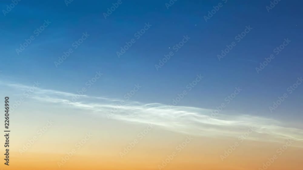 Noctilucent clouds, time lapse. Noctilucent clouds, time lapse.