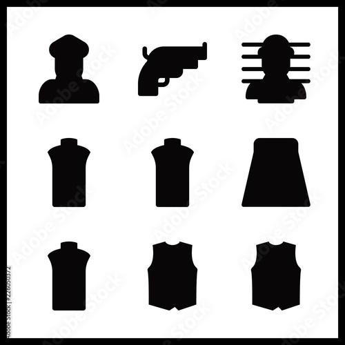 police icon. gun and evidence vector icons in police set. Use this illustration for police works.