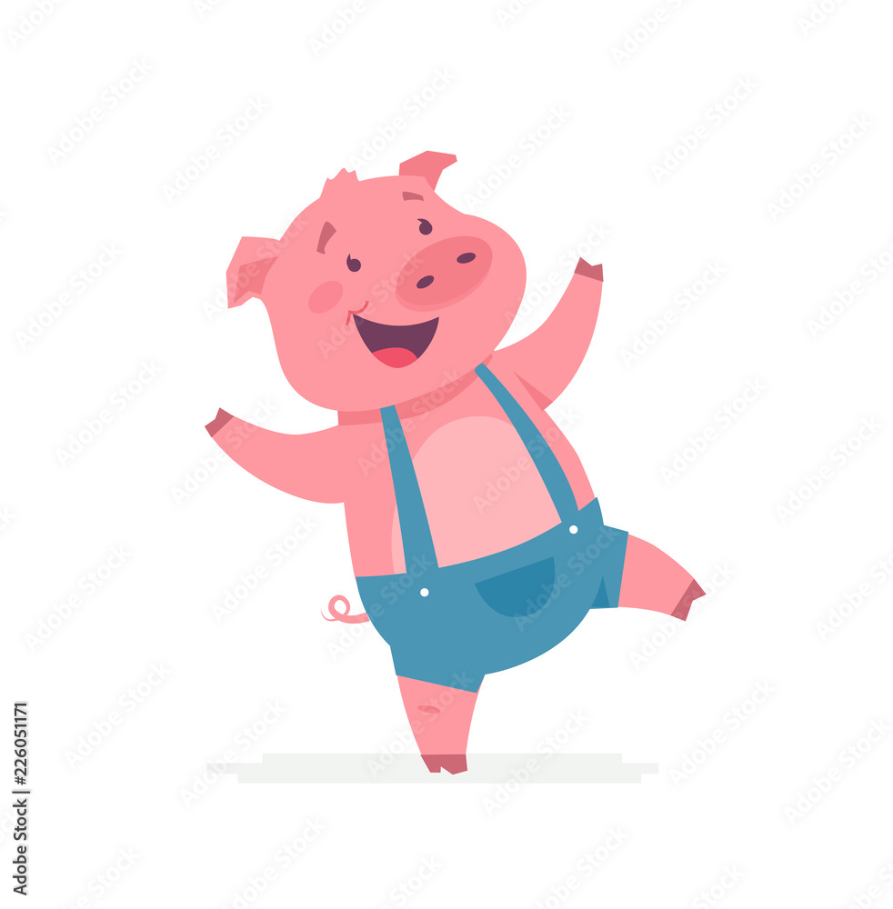Happy pig - modern vector cartoon character illustration