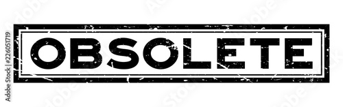 Grunge black obsolete word square rubber seal stamp on white background