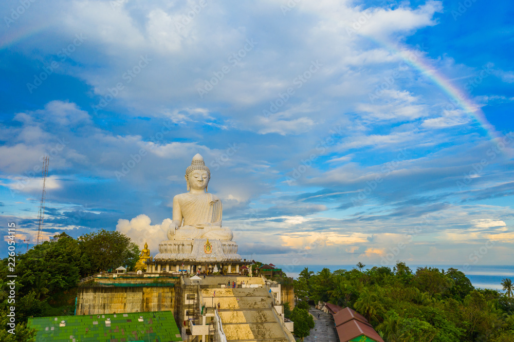 areial view amazing rainbow cover Phuket big Buddha..Phuket Big Buddha is one of the island most important and revered landmarks on the island. areial view amazing rainbow cover Phuket big Buddha..Phuket Big Buddha is one of the island most important and revered landmarks on the island.