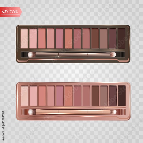 Modern eye shadow palette set. Mockup 3d illustration isolated on transparent background. Graphic concept for your design