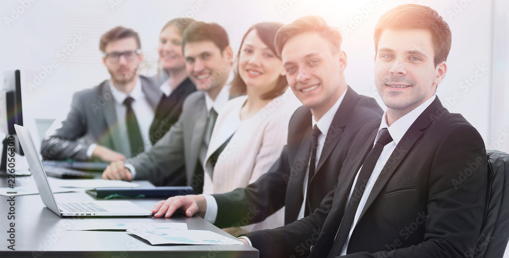 project Manager and professional business team sitting at Desk project Manager and professional business team sitting at Desk
