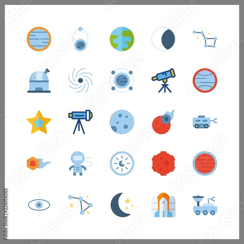25 astronomy icon. Vector illustration astronomy set. comet and meteorite icons for astronomy works
