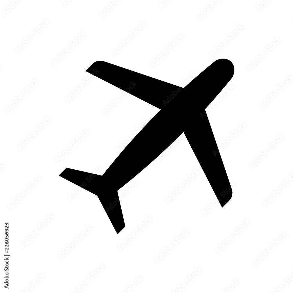 Airplane vector icon, aircraft symbol. Simple illustration, flat design for web or mobile app Airplane vector icon, aircraft symbol. Simple illustration, flat design for web or mobile app