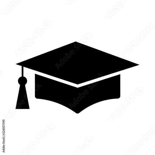 Education cap vector icon, graduation symbol. Simple illustration, flat design for web or mobile app