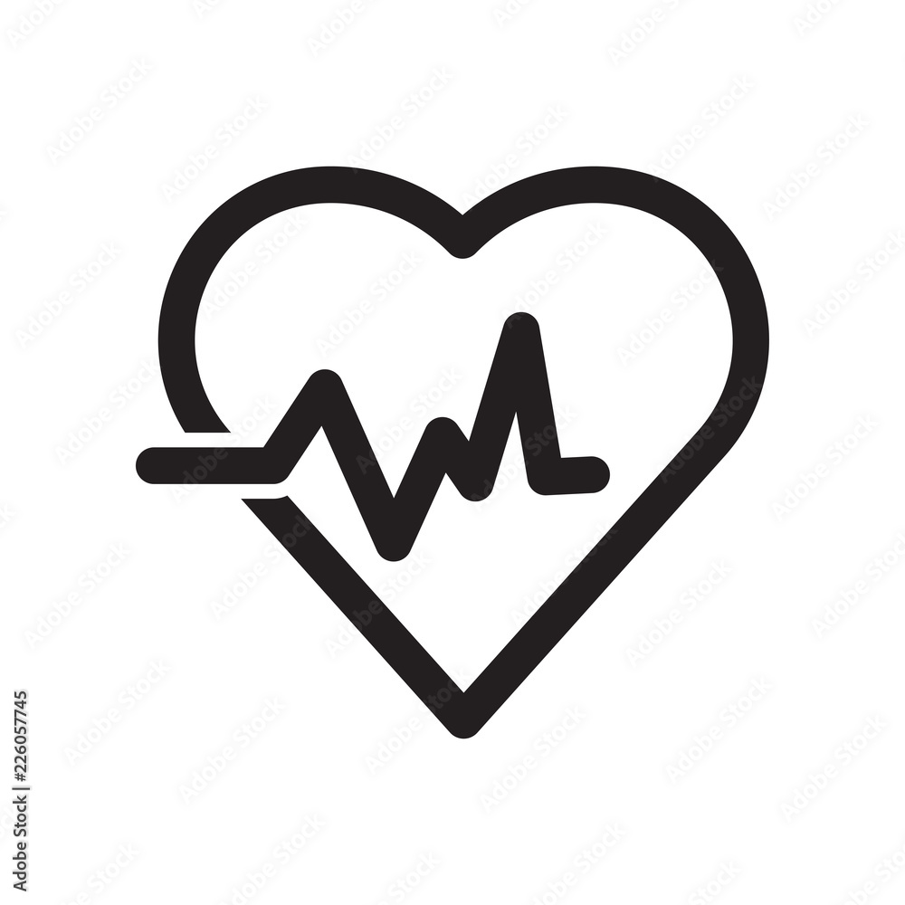 Heart rate vector icon, care symbol. Simple illustration, flat design for web or mobile app