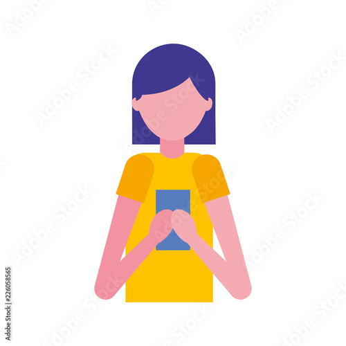 woman portrait using smartphone