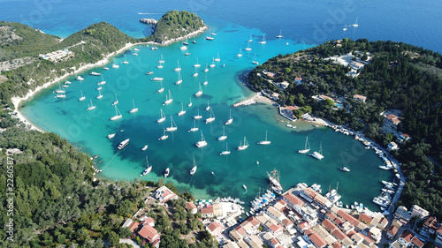 Canvas-taulu Aerial drone bird's eye view photo of iconic small port and fishing village of L