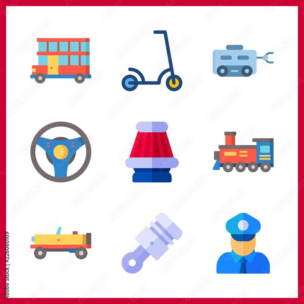 vehicle icons set. mechanical, journey, photo and antique graphic works vehicle icons set. mechanical, journey, photo and antique graphic works