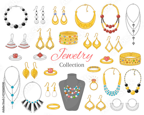 Fashionable jewelry collection, vector illustration. photo