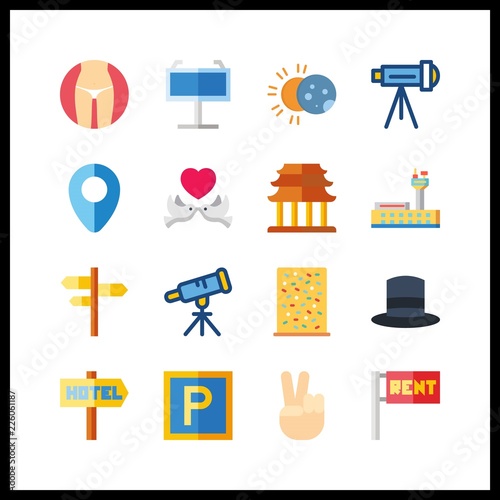 16 silhouette icon. Vector illustration silhouette set. climb and maps and flags icons for silhouette works