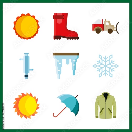 weather icon. umbrella and snowplow vector icons in weather set. Use this illustration for weather works.