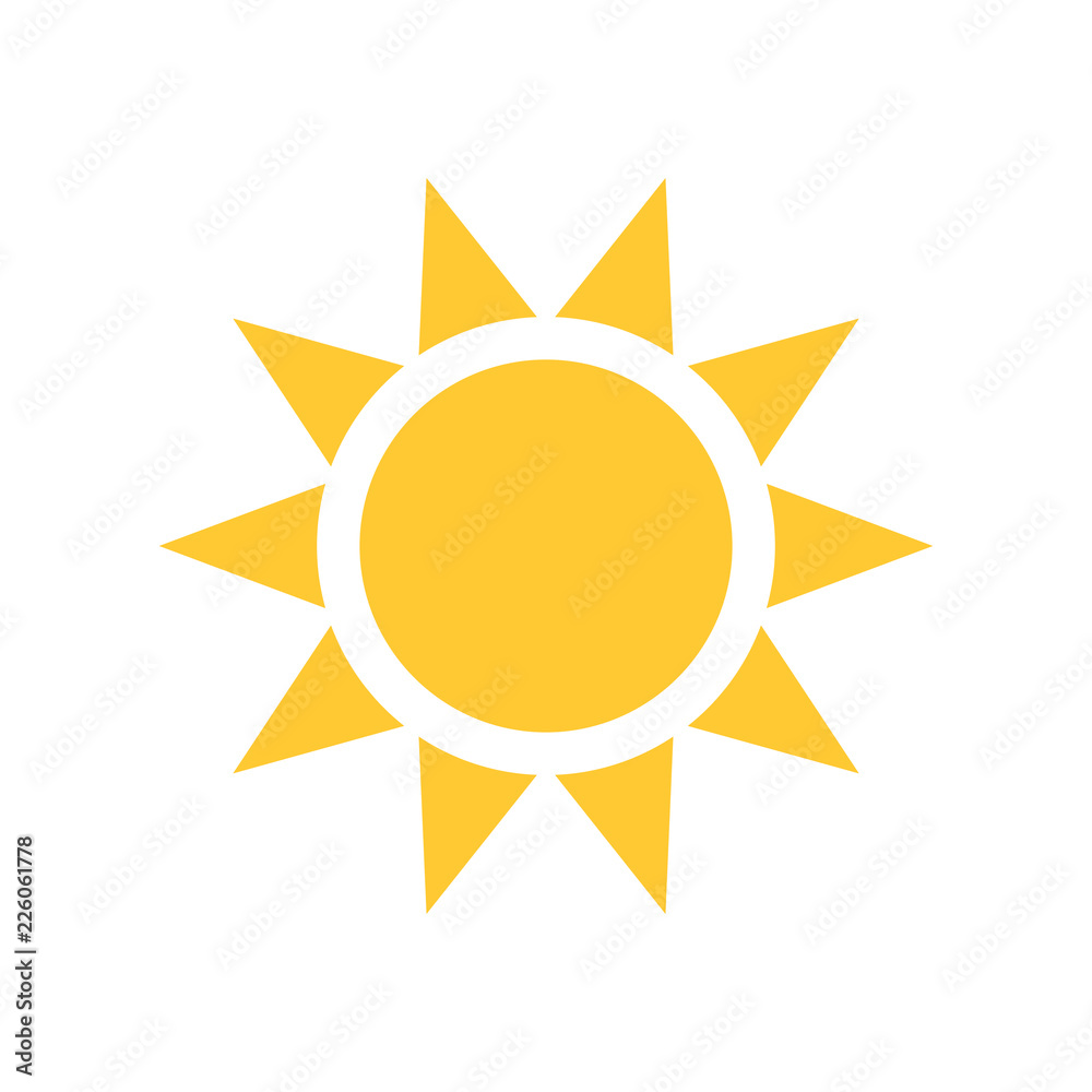 Sun vector icon, summer symbol. Simple illustration, flat design for web or mobile app Sun vector icon, summer symbol. Simple illustration, flat design for web or mobile app