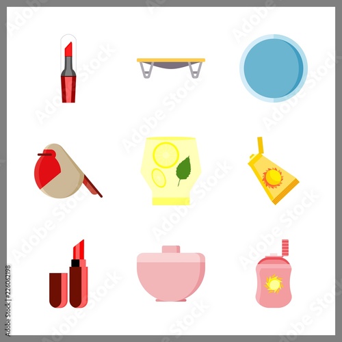 orange icon. limonade and lipstick vector icons in orange set. Use this illustration for orange works.