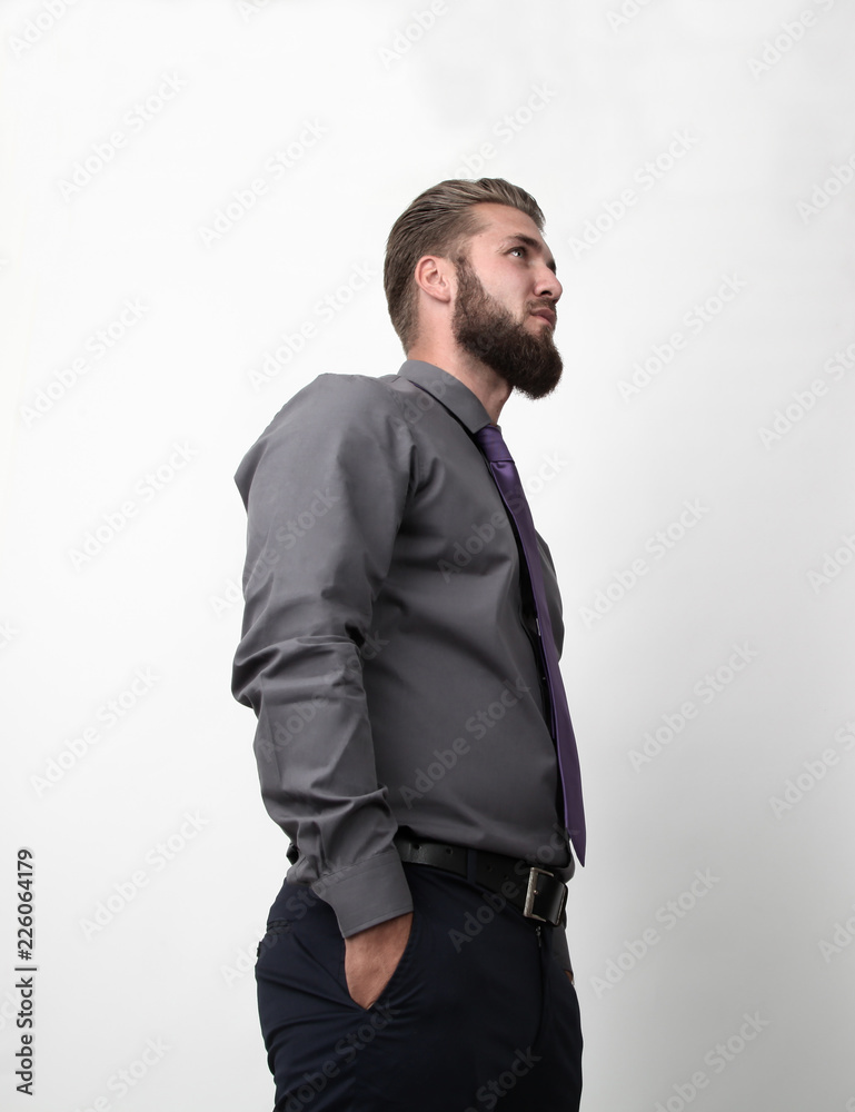 Fototapeta premium Porträt eines erfolgreichen Geschäftsmannes vor weißem Hintergrund