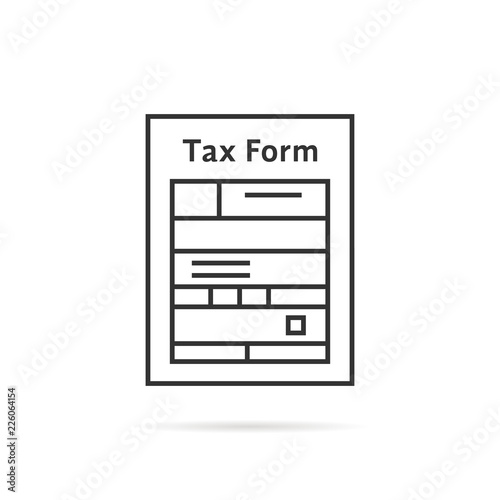 thin line tax form icon with shadow