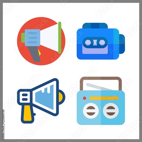 voice icon. megaphone and tape recorder vector icons in voice set. Use this illustration for voice works.
