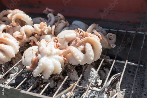 Cooking the grilled polyps