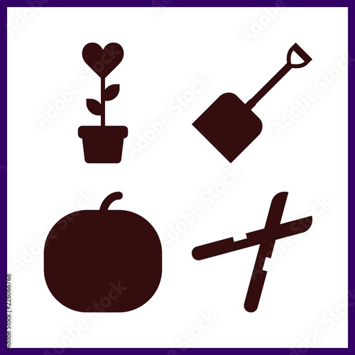 agriculture icon. plant and pruners vector icons in agriculture set. Use this illustration for agriculture works.