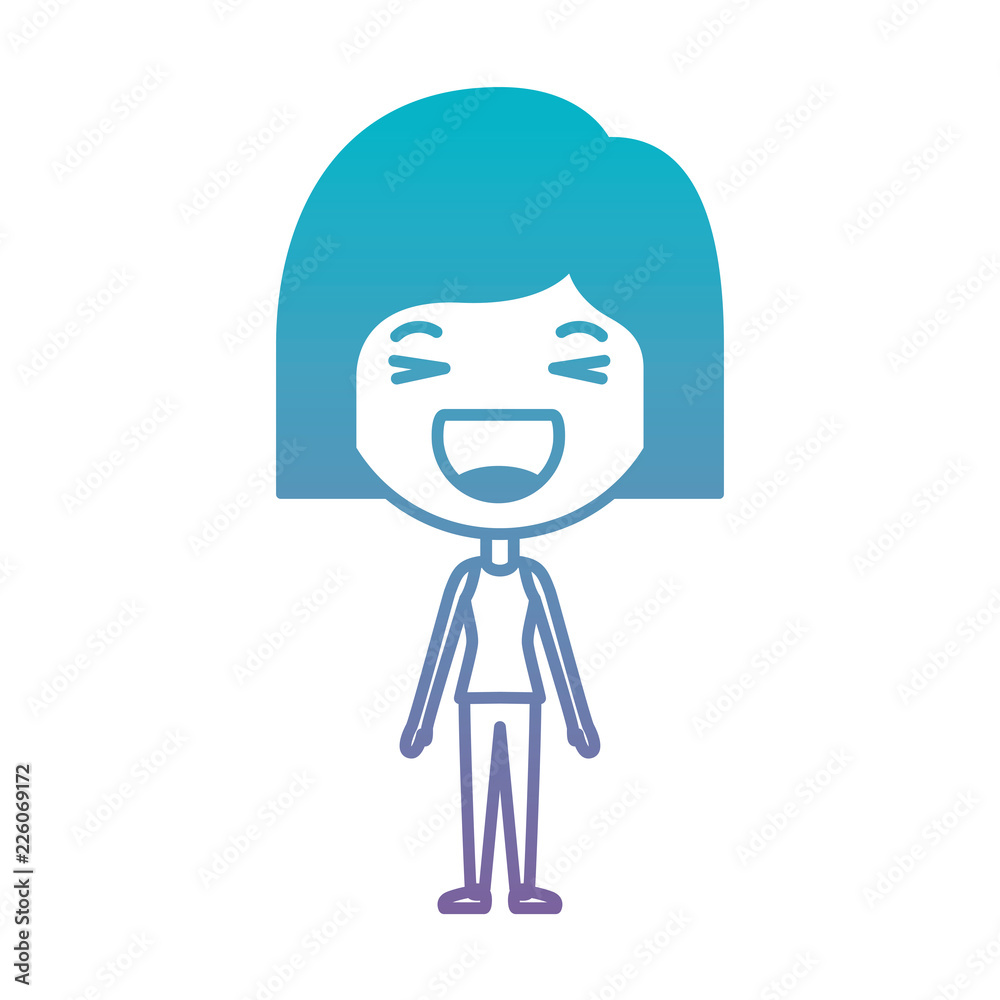 cartoon woman happy kawaii character cartoon woman happy kawaii character