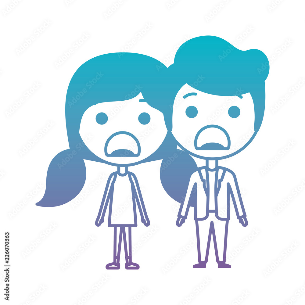 cartoon angry couple kawaii characters