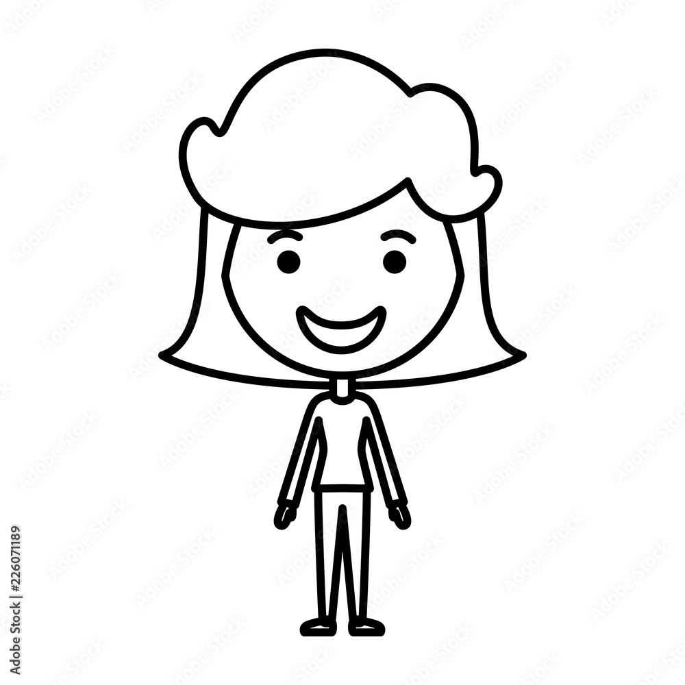 cartoon woman happy kawaii character cartoon woman happy kawaii character