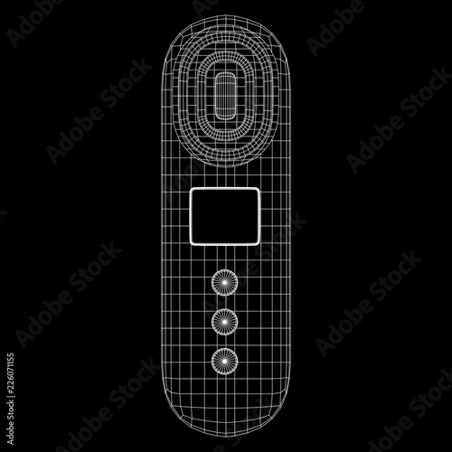 Electric lifting anti aging facial skin massage machine. Massager device wireframe low poly mesh vector illustration