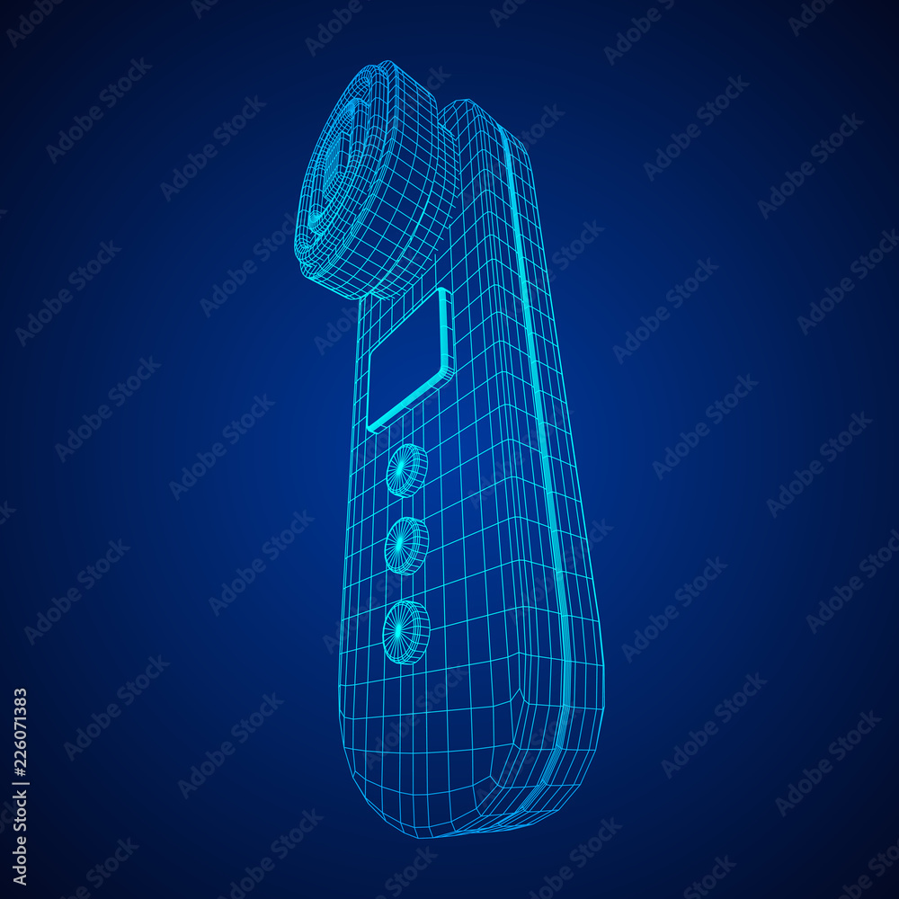 Electric lifting anti aging facial skin massage machine. Massager device wireframe low poly mesh vector illustration Electric lifting anti aging facial skin massage machine. Massager device wireframe low poly mesh vector illustration