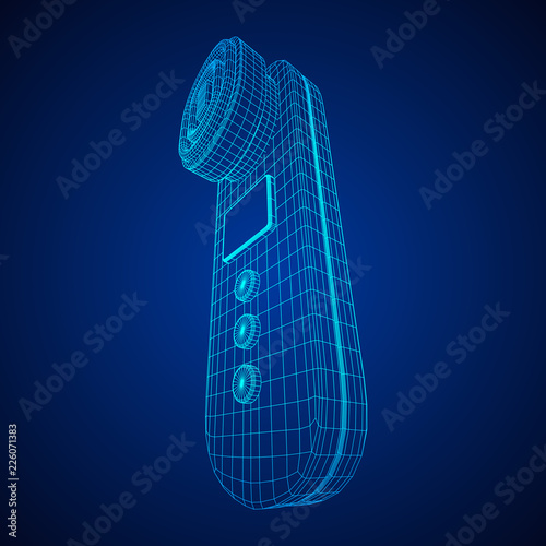 Electric lifting anti aging facial skin massage machine. Massager device wireframe low poly mesh vector illustration