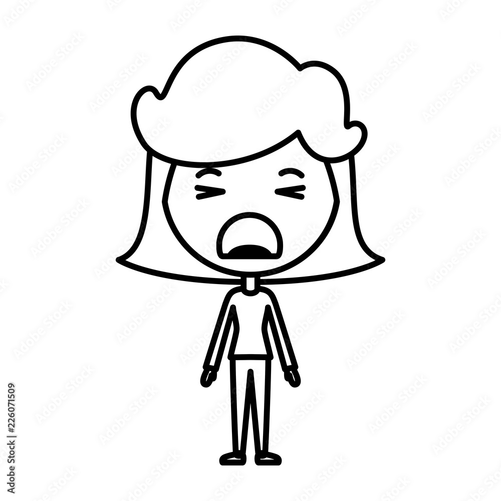 cartoon woman furious kawaii character