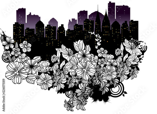 Building exterior with flora design