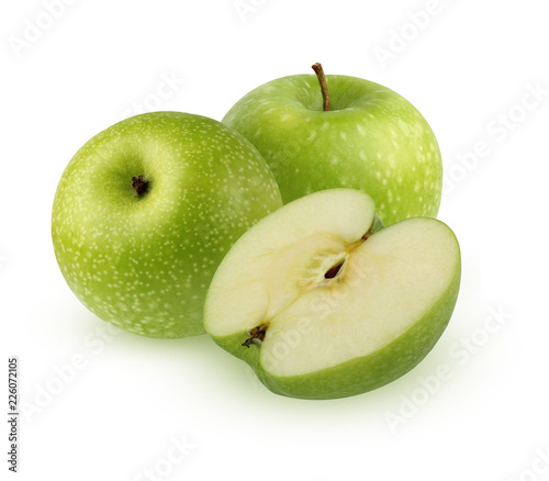 Green apples isolated on a white background.