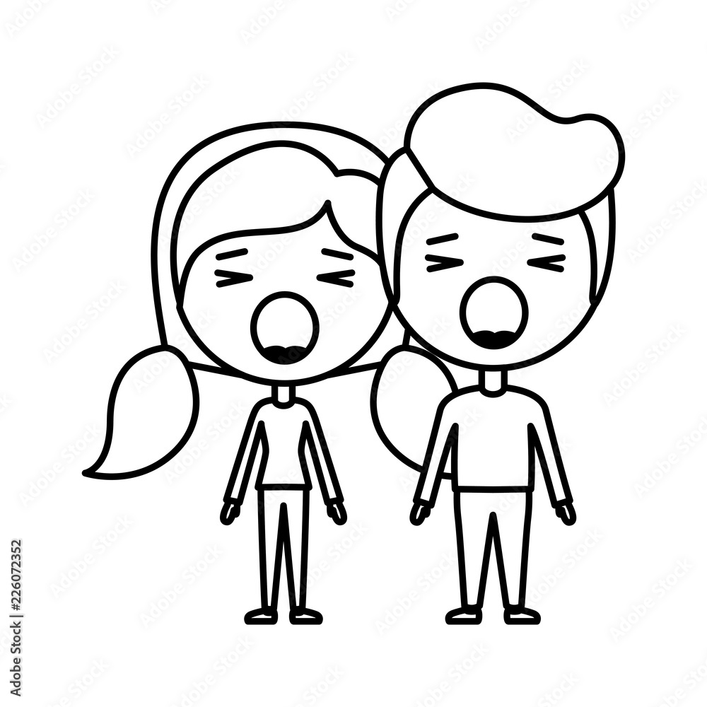 cartoon surprised couple kawaii characters cartoon surprised couple kawaii characters