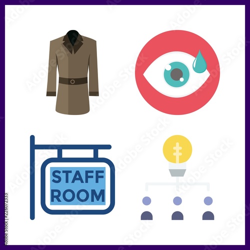 4 work icon. Vector illustration work set. visibility and teamwork icons for work works