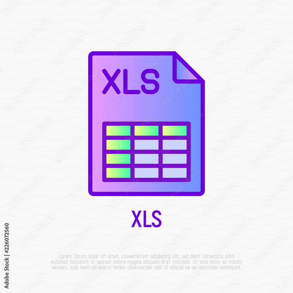 Fototapeta premium XLS file format thin line icon. Modern vector illustration.