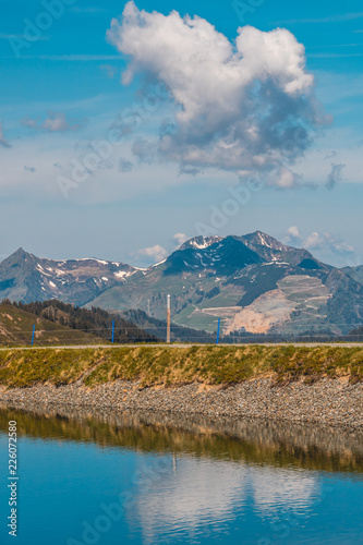 Beautiful alpine view at Leogang - Tyrol - Austria with reflections