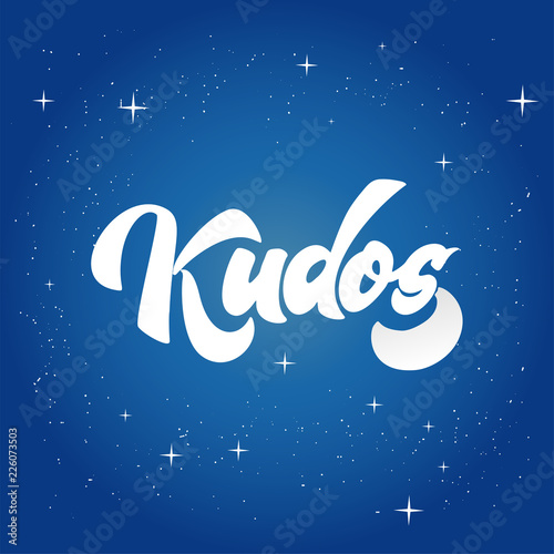 Bravo Kudos. Beautiful greeting card scratched calligraphy text word Kudos Bravo. Hand drawn invitation T-shirt print design. Handwritten modern brush lettering vector