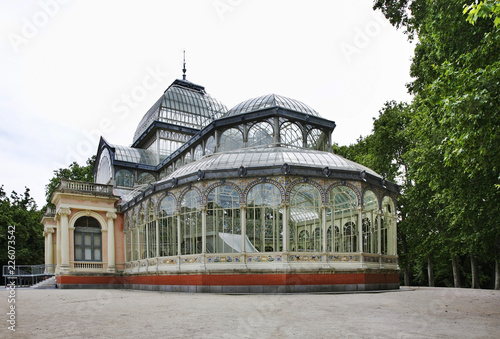 Crystal Palace (Palacio de Cristal) at Buen Retiro park (Park of Pleasant Retreat) in Madrid. Spain