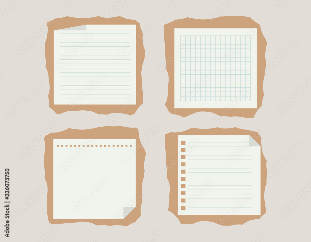 vector set of note papers.