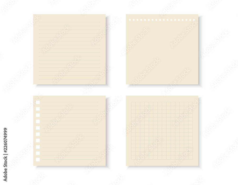 vector set of note papers.