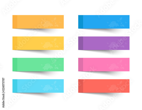 set of different color sheets of vector papers  sticky note.
