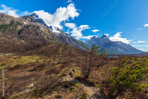 Torres del Paine, Chile - Laguna Torres, famous landmark of Patagonia, South America.