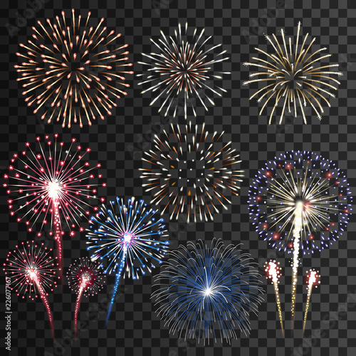 Big set of isolated vector fireworks