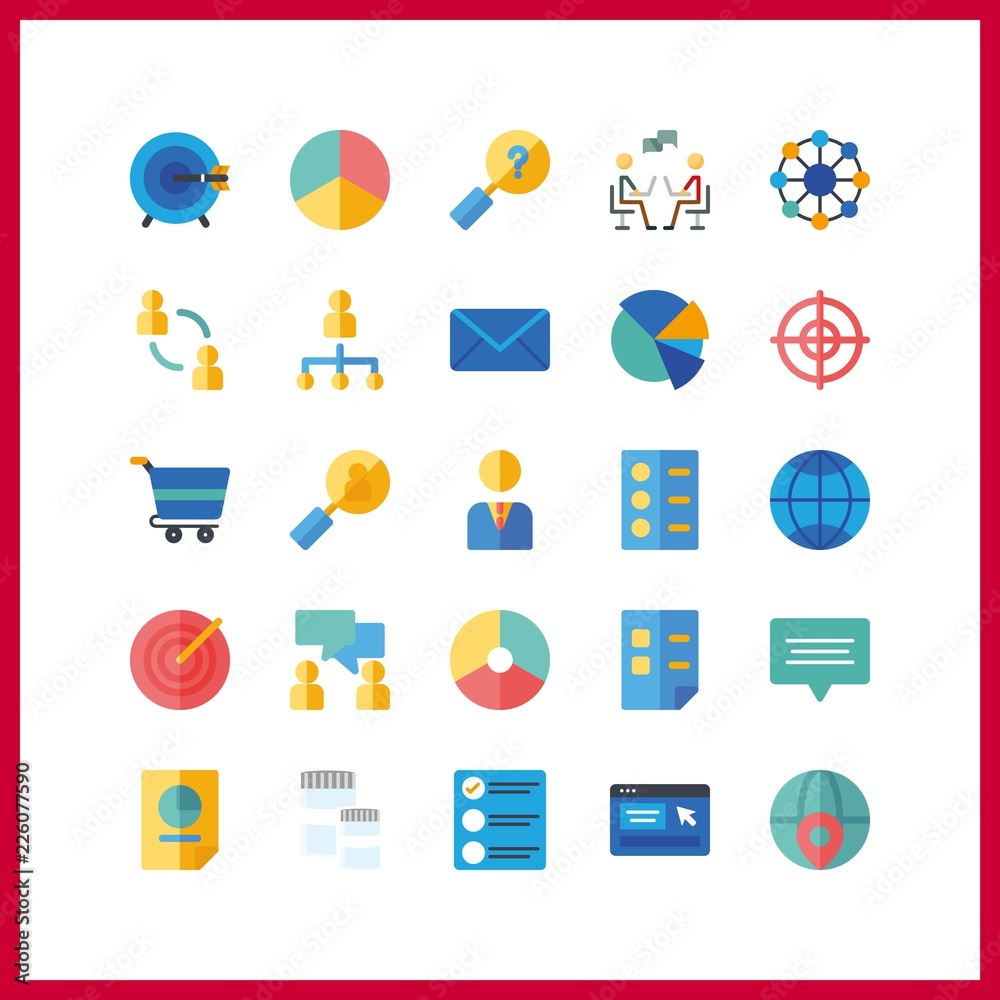 25 marketing icon. Vector illustration marketing set. mail and chatting icons for marketing works