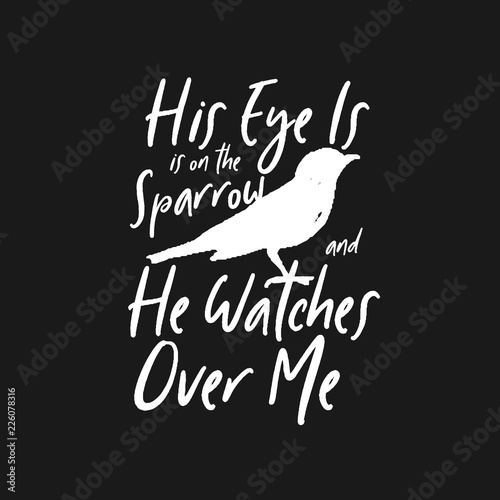 His eye is on the sparrow and he watches over me illustration