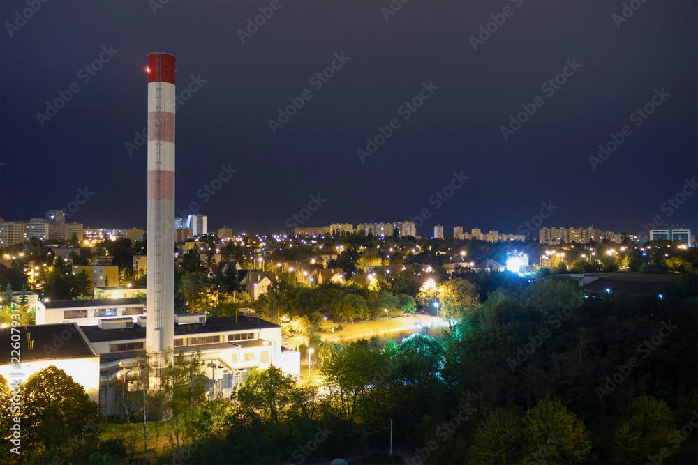 Industrial district of the city at night